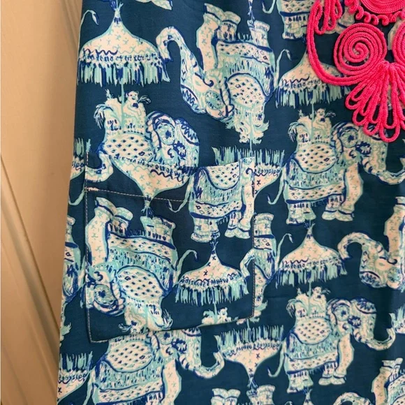 Lilly Pulitzer Pink and Blue sleeveless elephant print dress - Picture 3 of 7